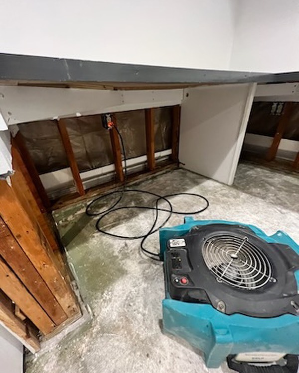 cleanup and repair after a frozen pipe burst and leaked